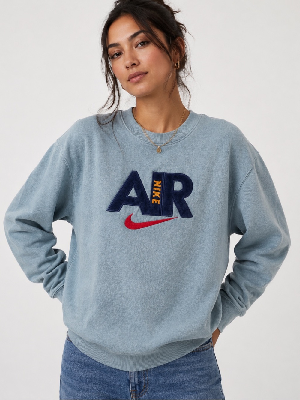 VINTAGE Rare 90s NIKE AIR CENTER LOGO SPELL OUT CREWNECK